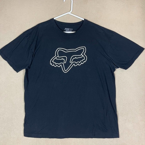 Fox T-Shirt Adult 2XL XXL Black Big Fox Crew Neck Cotton‎ Short Sleeve Mens - Picture 1 of 7
